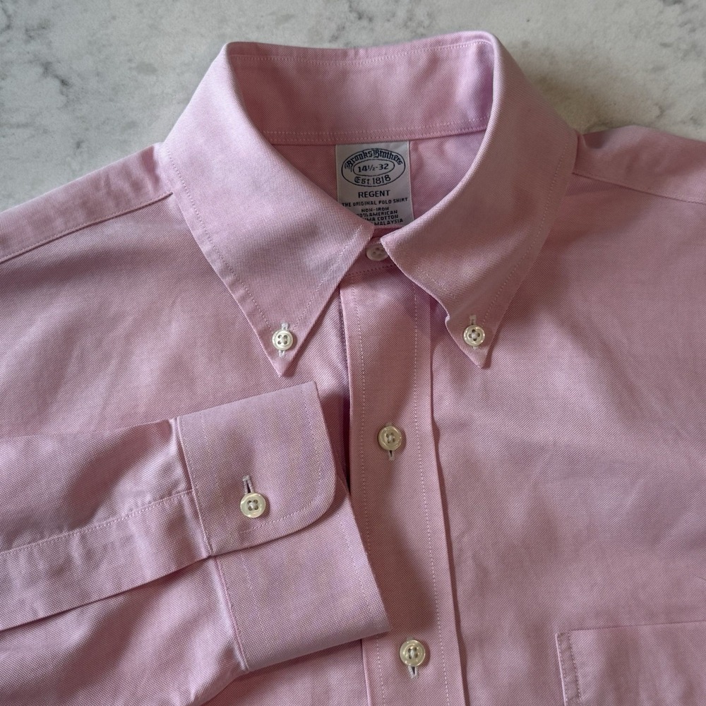 Brooks Brothers Regent Button Down 14 1/2 - 32 Pink 100% Supima Cotton - Picture 1 of 6